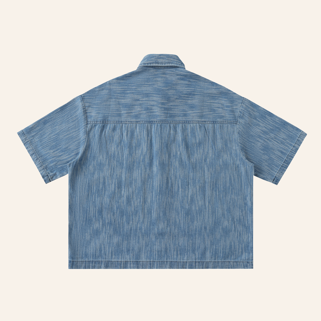 Distressed Wash Short-Sleeve Button Up