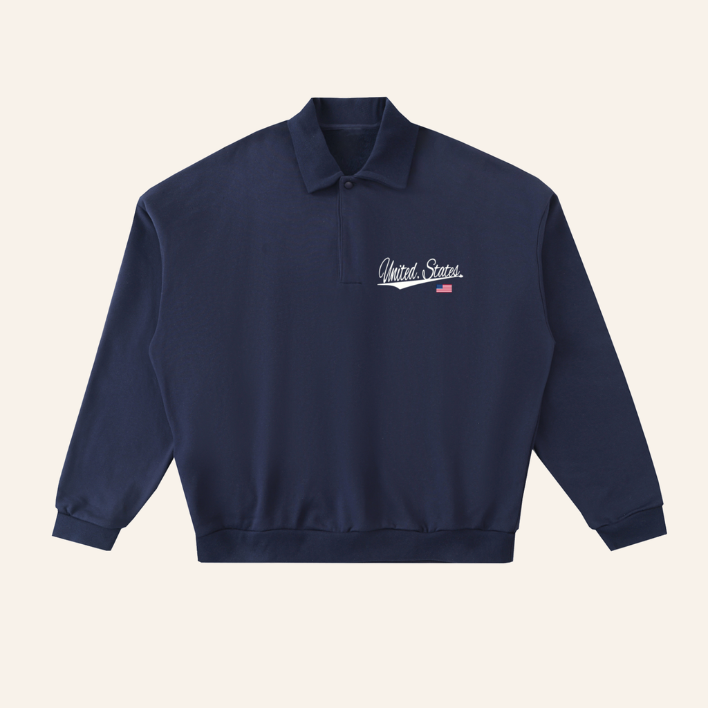 Heavyweight USA Fleece Polo Sweatshirt