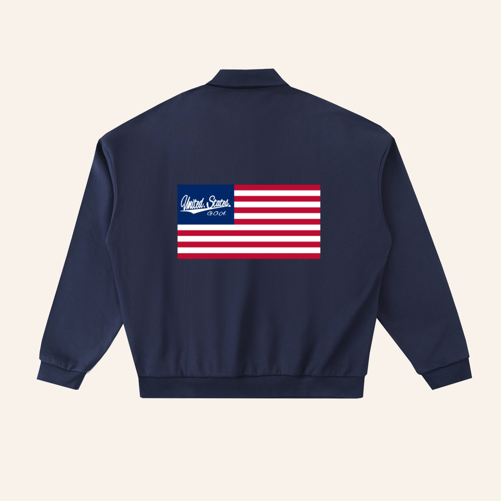 Heavyweight USA Fleece Polo Sweatshirt