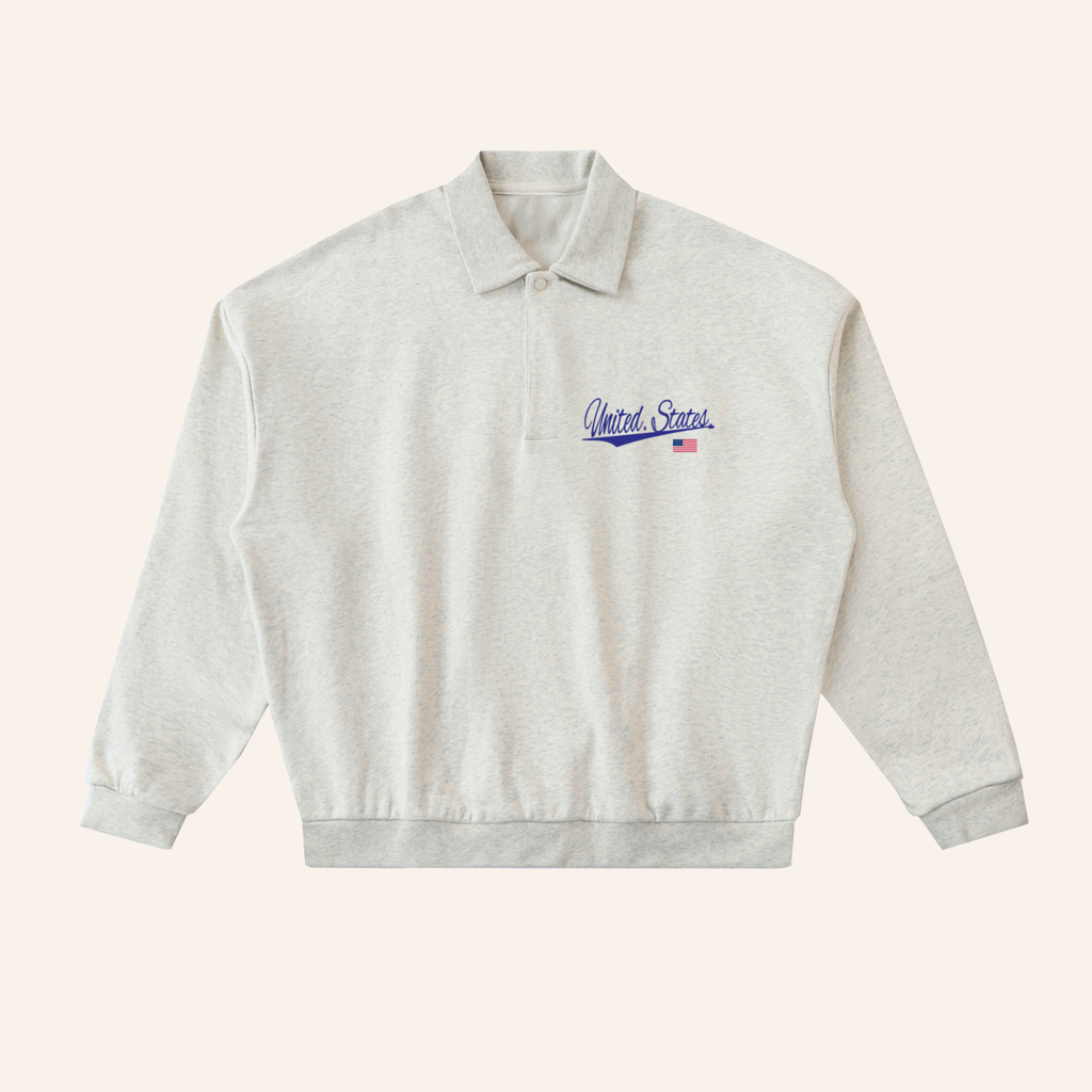Heavyweight USA Fleece Polo Sweatshirt