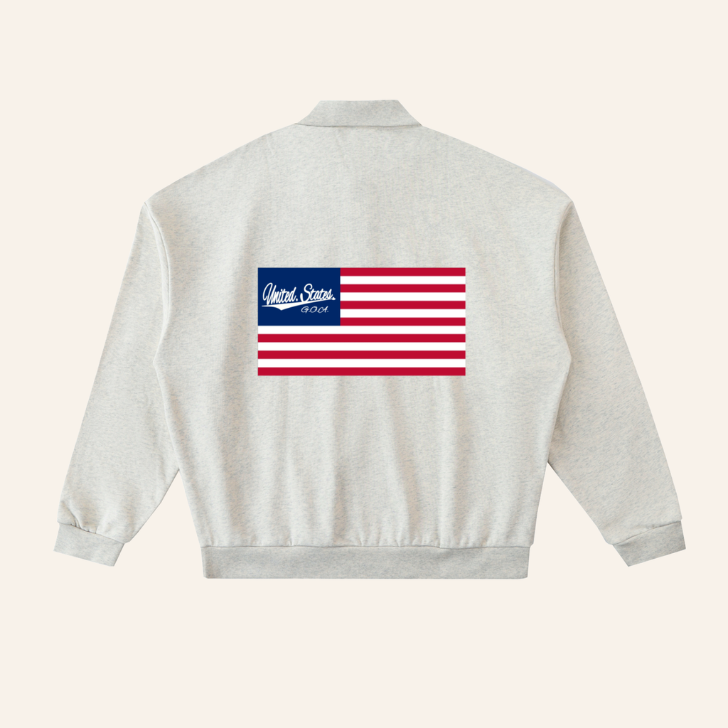 Heavyweight USA Fleece Polo Sweatshirt